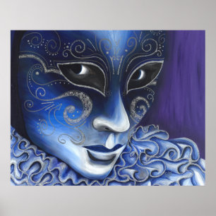 Blauw en zilver Flair Poster