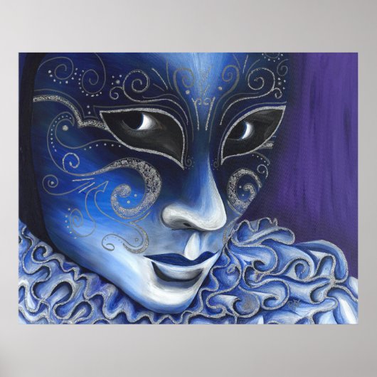 Blauw en zilver Flair Poster (Voorkant)