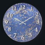 Blauw en Zilver Geblokkeerde versiering Grote Klok<br><div class="desc">10.75" round acrylic clock with an image of a blue ornament with silver flocking. See the entire Hanukkah Clock collection under the HOME category in the HOLIDAYS section.</div>