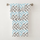 Blauw en zilver Geometric ZigZag Bad Handdoek (Insitu)