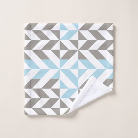 Blauw en zilver Geometric ZigZag Bad Handdoek (Wasdoekje)