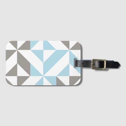 Blauw en zilver Geometric ZigZag Bagagelabel (Voorkant (horizontaal))