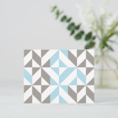 Blauw en zilver Geometric ZigZag Briefkaart (Staand voorkant)