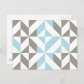 Blauw en zilver Geometric ZigZag Briefkaart (Voorkant / Achterkant)