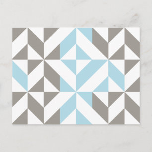 Blauw en zilver Geometric ZigZag Briefkaart