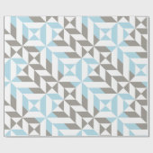 Blauw en zilver Geometric ZigZag Cadeaupapier (Vlak)