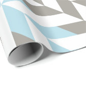 Blauw en zilver Geometric ZigZag Cadeaupapier (Rol Hoek)