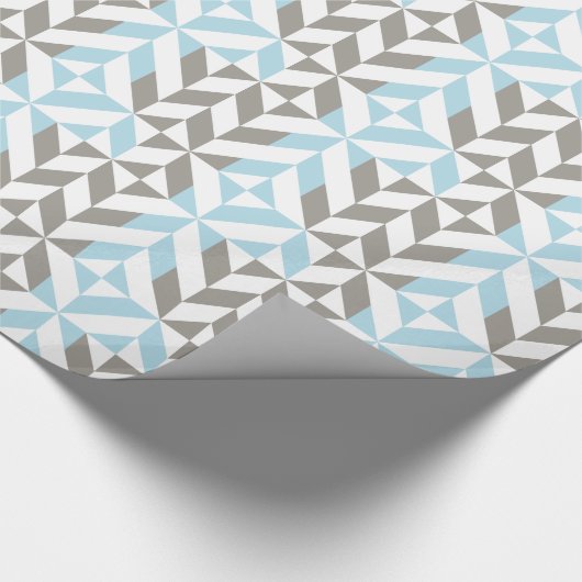 Blauw en zilver Geometric ZigZag Cadeaupapier (Hoek)