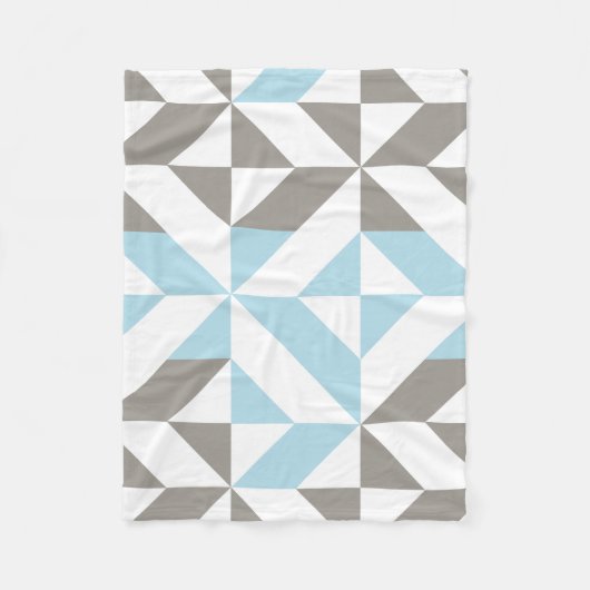 Blauw en zilver Geometric ZigZag Fleece Deken (Voorkant)