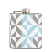 Blauw en zilver Geometric ZigZag Heupfles (Voorkant)