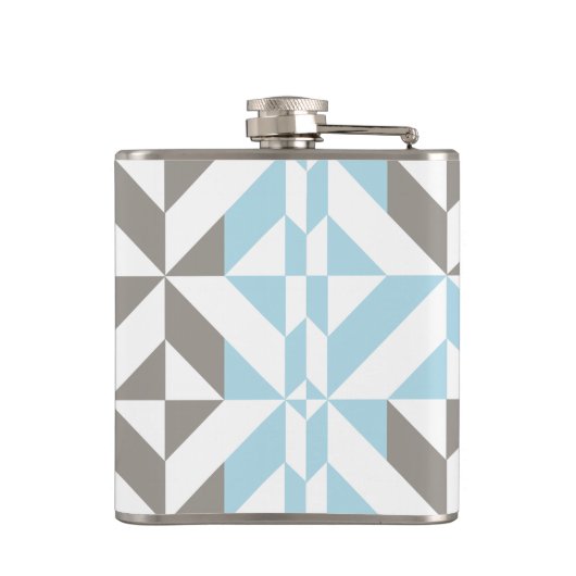 Blauw en zilver Geometric ZigZag Heupfles (Achterkant)