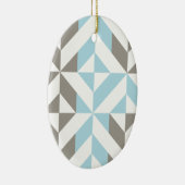 Blauw en zilver Geometric ZigZag Keramisch Ornament (Rechts)