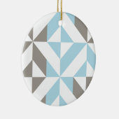 Blauw en zilver Geometric ZigZag Keramisch Ornament (Rechts)