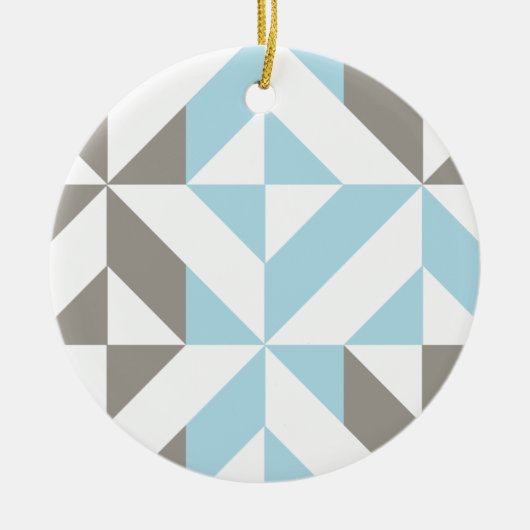 Blauw en zilver Geometric ZigZag Keramisch Ornament (Voorkant)