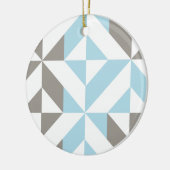 Blauw en zilver Geometric ZigZag Keramisch Ornament (Links)