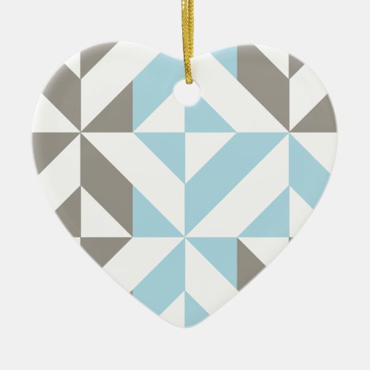 Blauw en zilver Geometric ZigZag Keramisch Ornament (Voorkant)