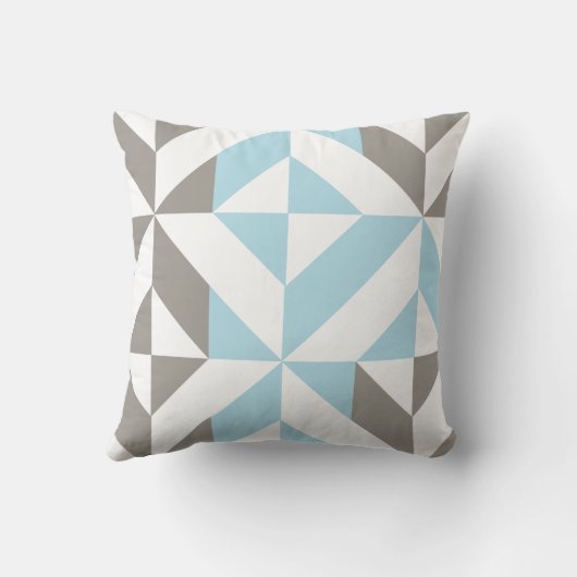 Blauw en zilver Geometric ZigZag Kussen (Achterkant)