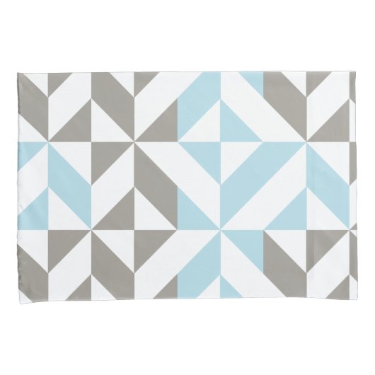 Blauw en zilver Geometric ZigZag Kussensloop (Voorkant-Rechts)