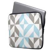 Blauw en zilver Geometric ZigZag Laptop Sleeve (Voorkant Links)
