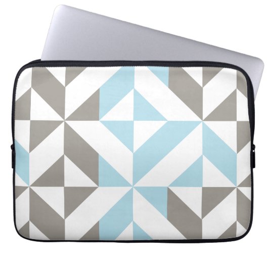 Blauw en zilver Geometric ZigZag Laptop Sleeve (Voorkant)