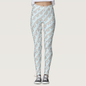 Blauw en zilver Geometric ZigZag Leggings (Voorkant)