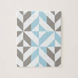 Blauw en zilver Geometric ZigZag Legpuzzel