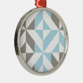 Blauw en zilver Geometric ZigZag Metalen Ornament (Rechts)