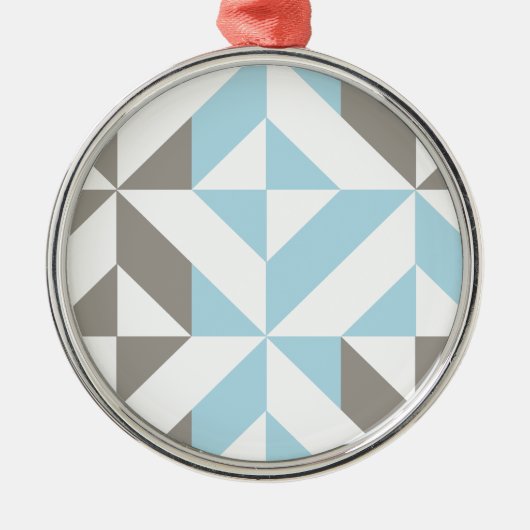 Blauw en zilver Geometric ZigZag Metalen Ornament (Voorkant)