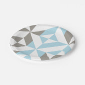 Blauw en zilver Geometric ZigZag Papieren Bordje (Gekanteld)