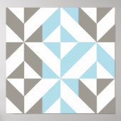 Blauw en zilver Geometric ZigZag Poster (Voorkant)