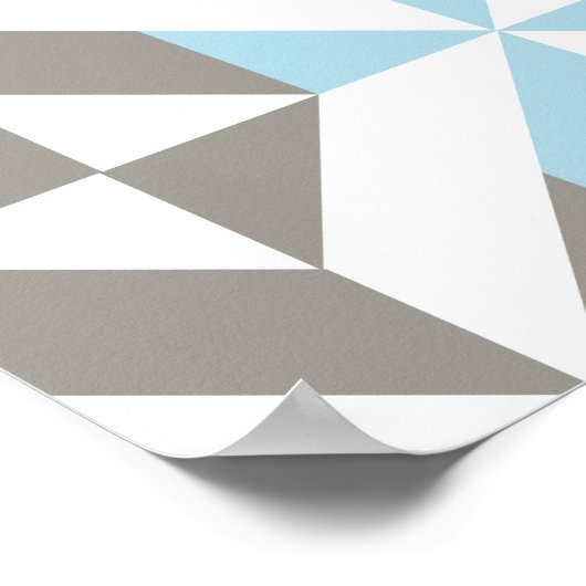 Blauw en zilver Geometric ZigZag Poster (Hoek)