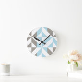 Blauw en zilver Geometric ZigZag Ronde Klok (Huis)