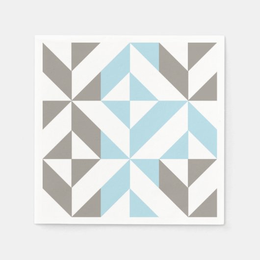 Blauw en zilver Geometric ZigZag Servet (Voorkant)