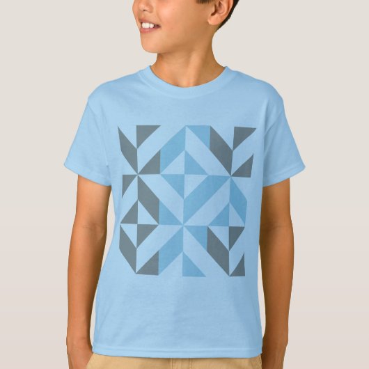 Blauw en zilver Geometric ZigZag T-shirt (Voorkant)