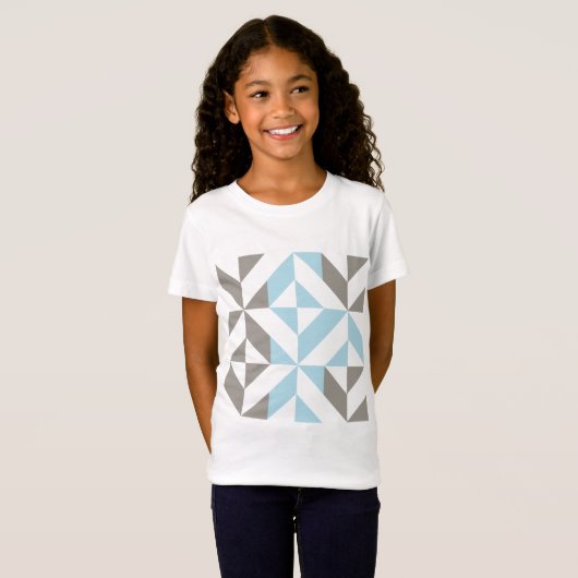 Blauw en zilver Geometric ZigZag T-shirt (Voorkant volledig)