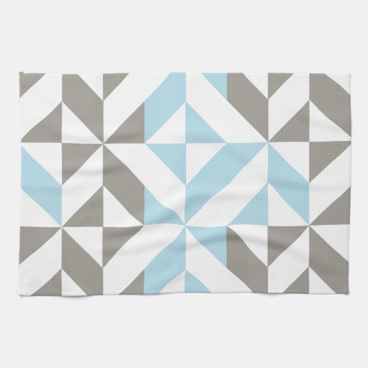 Blauw en zilver Geometric ZigZag Theedoek (Horizontaal)