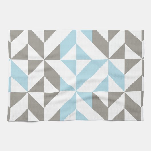 Blauw en zilver Geometric ZigZag Theedoek (Horizontaal)