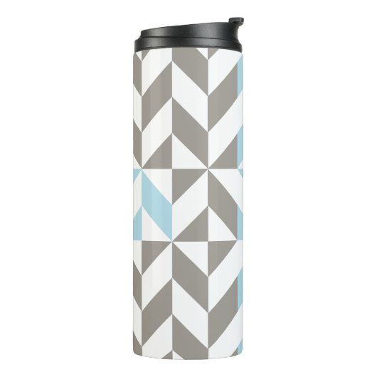 Blauw en zilver Geometric ZigZag Thermosbeker (Gedraaid links)