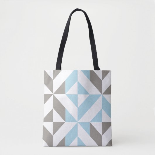Blauw en zilver Geometric ZigZag Tote Bag (Voorkant)