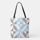 Blauw en zilver Geometric ZigZag Tote Bag (Achterkant)