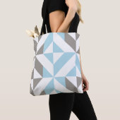 Blauw en zilver Geometric ZigZag Tote Bag (Dichtbij)