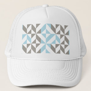 Blauw en zilver Geometric ZigZag Trucker Pet