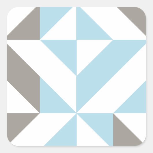 Blauw en zilver Geometric ZigZag Vierkante Sticker (Voorkant)