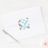 Blauw en zilver Geometric ZigZag Vierkante Sticker (Envelop)