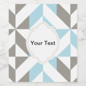 Blauw en zilver Geometric ZigZag Wijn Etiket (Enkel label)