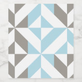 Blauw en zilver Geometric ZigZag Wijn Etiket (Enkel label)