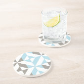 Blauw en zilver Geometric ZigZag Zandsteen Onderzetter (Zijkant)