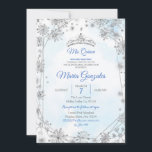 Blauw en zilver Geometrische kerstmis is Quince Pa Kaart<br><div class="desc">Blue & Silver Geometric Kerstmis Mis Quince Party Uitnodiging</div>