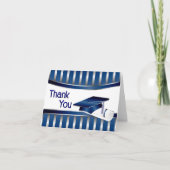 Blauw en zilver gestreept Afstuderen - Hartelijk d Bedankkaart (Voorkant)