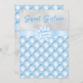 Blauw en Zilver Getufte Parels Zoet Zestien Kaart (Voorkant / Achterkant)